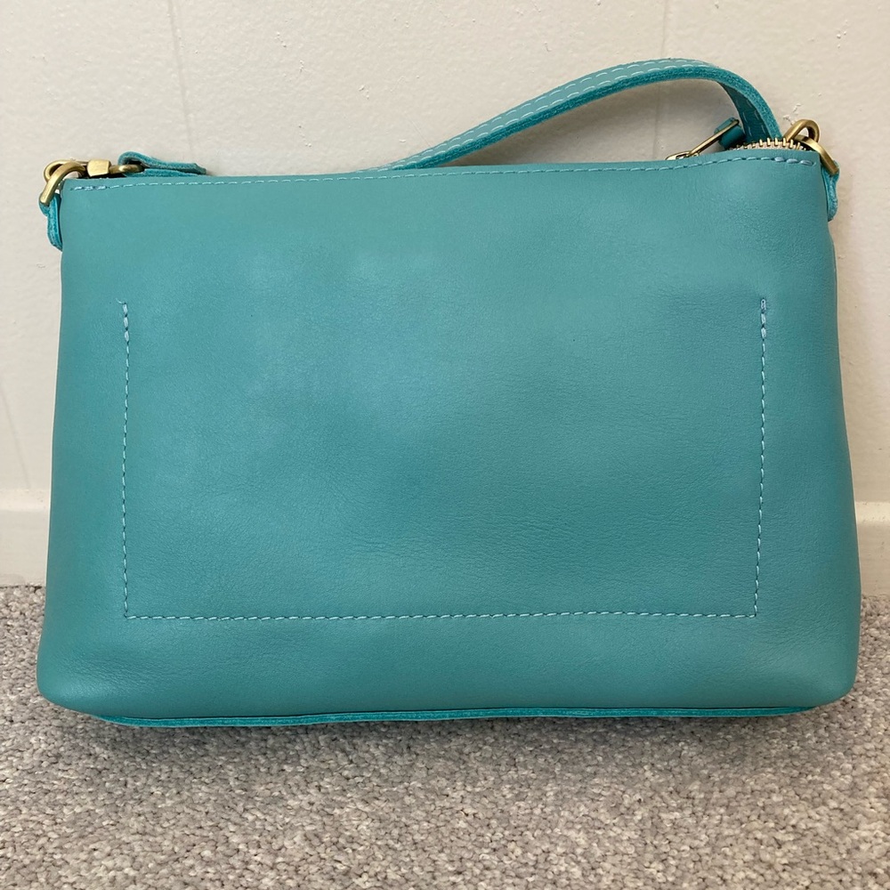 NWOT PLG Portland Leather’s Goods Large Poppy Crossbody Purse Optical Blue Bag - Picture 3 of 11